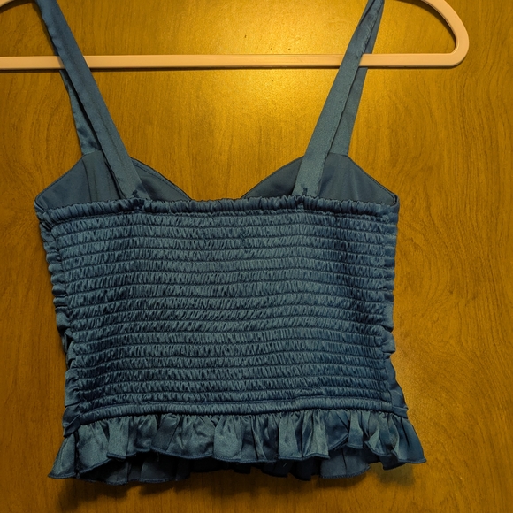 Blue Ruffled Ruched Bustier Tank Top - Picture 3 of 3